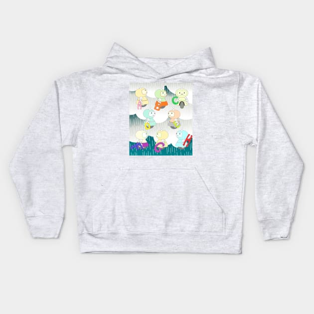 Antenna robots in the cloud Kids Hoodie by Gallery4Egg